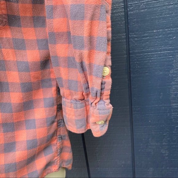 J Crew Factory Salmon and Navy Checkered Shirt - Picture 6 of 10